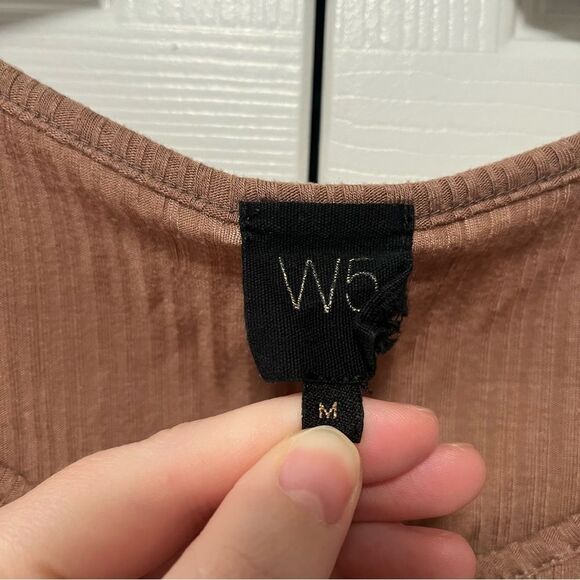 W5 Mauve Knitted Short sleeve Knotted Tie Front Blouse - Picture 3 of 5